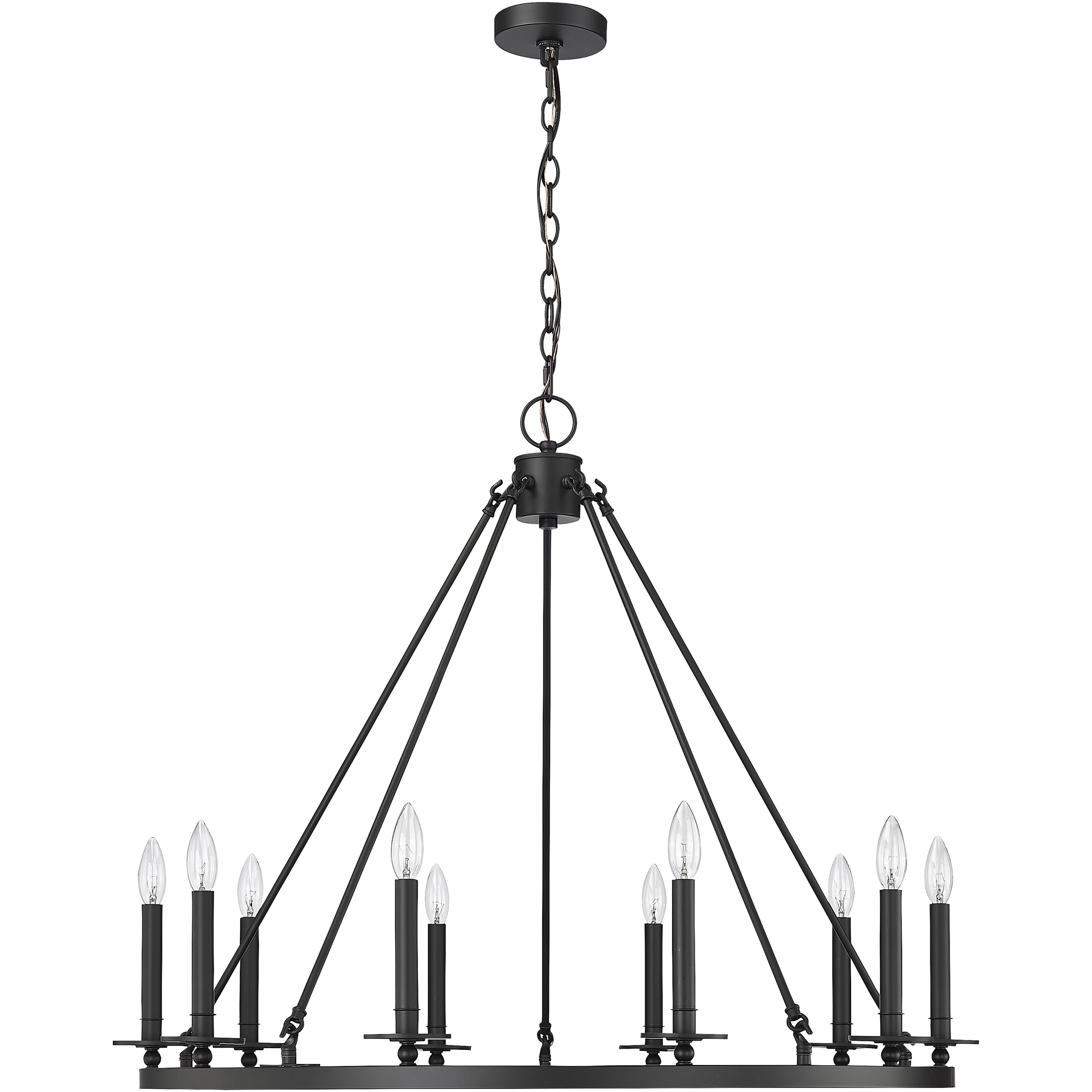 Florence 10 Light 36 inch Matte Black Chandelier Ceiling Light